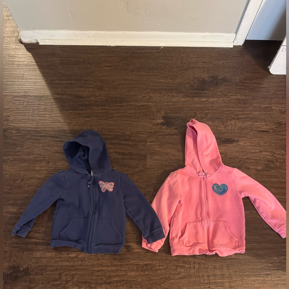 Lot of 2 carters hoodies with sequin detail full zip size 5T